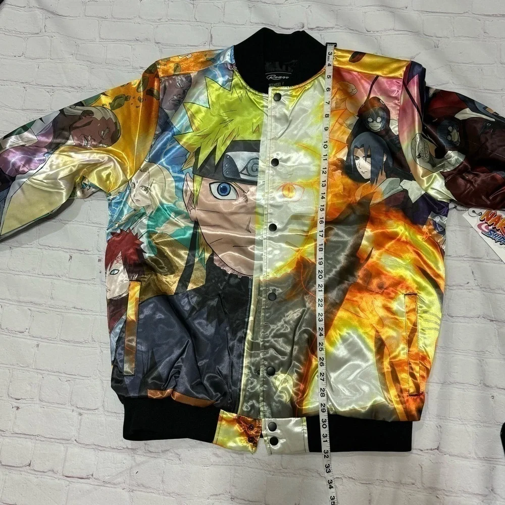 REASON CLOTHING BRAND X NARUTO SHIPPUDEN explosion satin Puffer Bomber jacket
